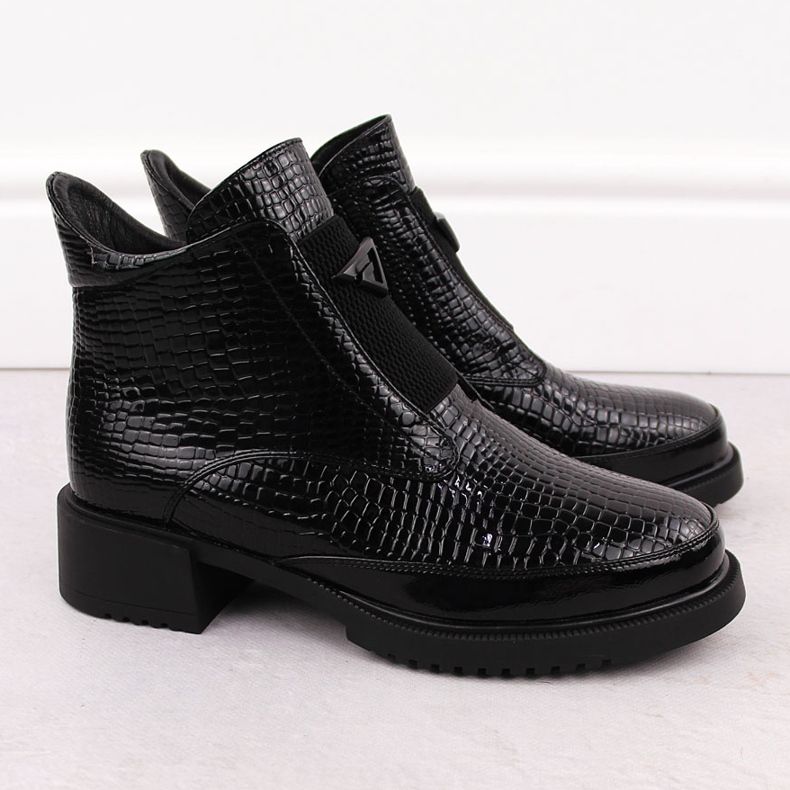Dámské lakované kotníkové boty, černé, Filippo DBT6663 černá 2 Dámské lakované kotníkové boty, černé, Filippo DBT6663 černá 2