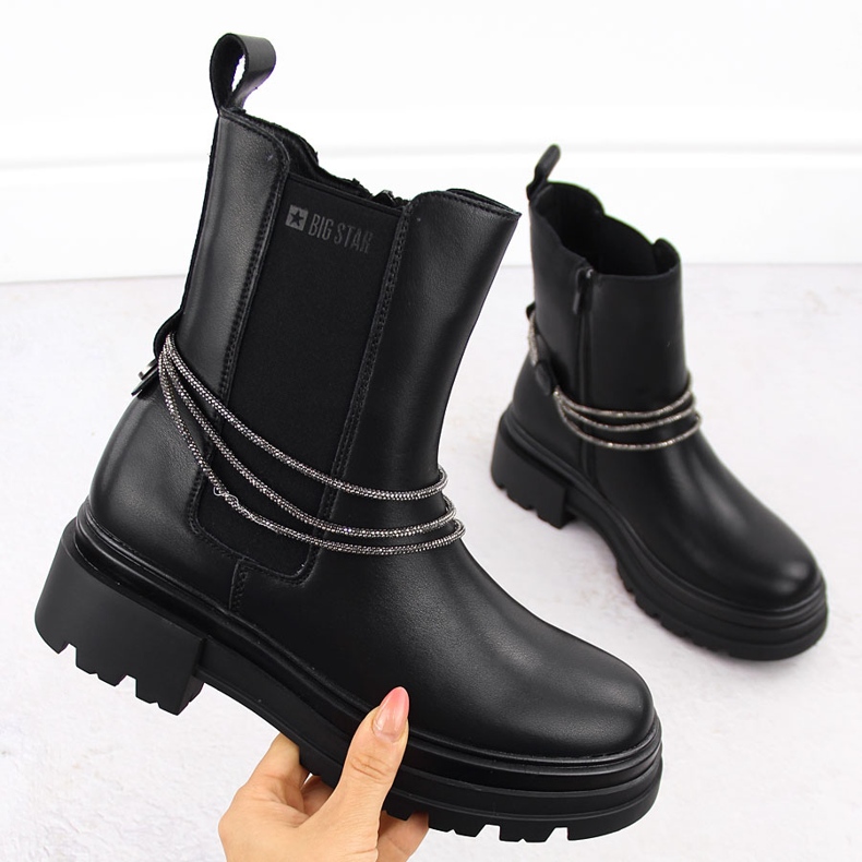 Dámské kožené Chelsea boots black Big Star černý 1