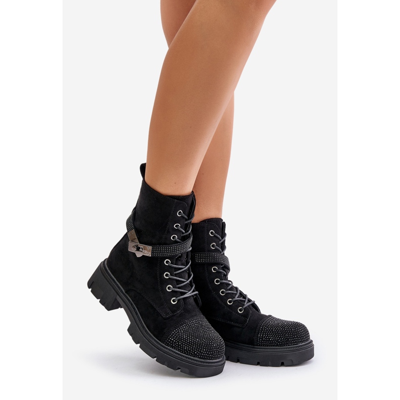 Zateplené pracovní boty s ozdobou S.Barski HY42-281 Černá 1