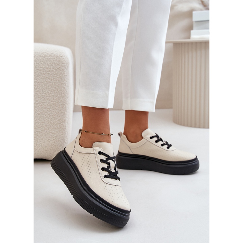 Dámská sportovní obuv na platformě, přírodní kůže, béžová 41470 Vinceza béžový 2