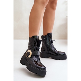 Zazoo 2942 Kožené pracovní kotníkové boty se zlatou přezkou, černé černá 2 Zazoo 2942 Kožené pracovní kotníkové boty se zlatou přezkou, černé černá 2