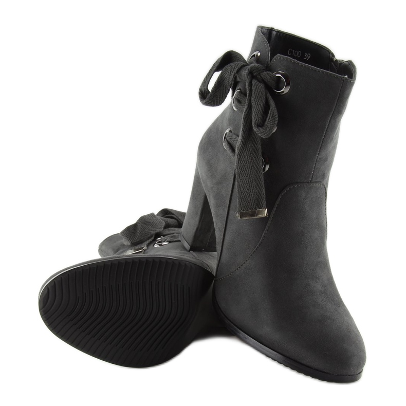 Šedá Kozačky na vysokém podpatku C100 šedá 1