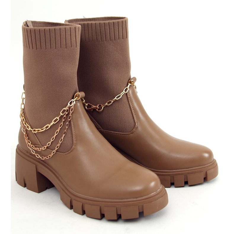 Ponožkové boty Mona Khaki hnědý 1