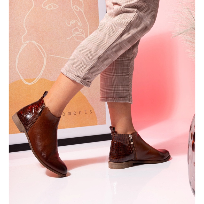 BUTDAM Kožené podzimní boty Btz hnědé barvy Aurora hnědý 1