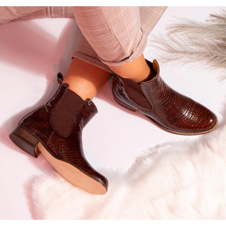 Ploché boty Chelsea, velbloudí kůže Butdam Stw hnědý 1