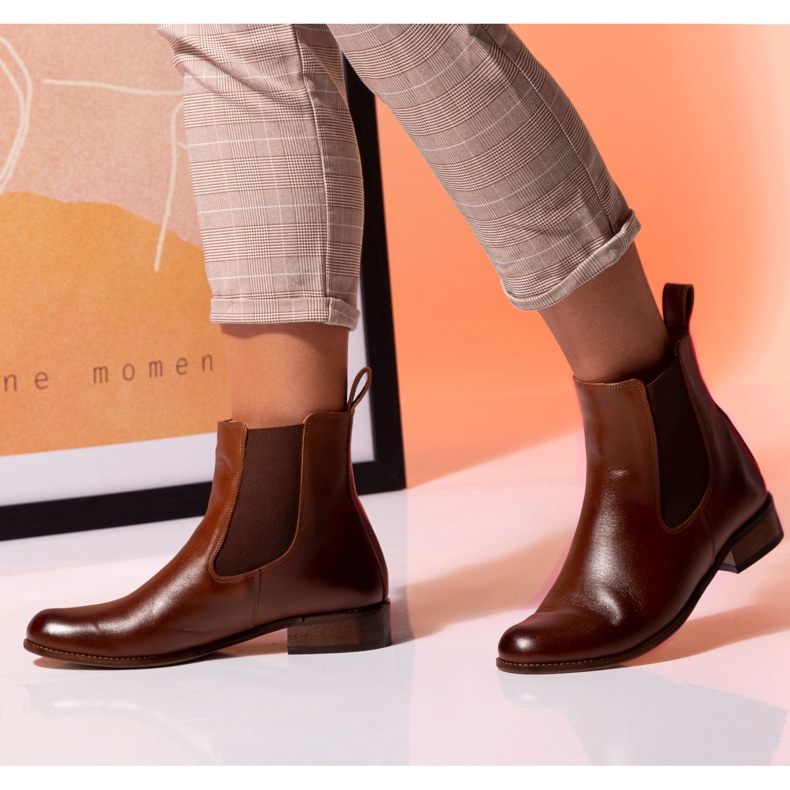 Ploché boty Chelsea z velbloudí kůže Butdam Stw hnědý 1