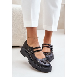 Dámské lakované boty s ramínky, černá Rialuna 1