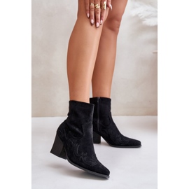 Kovbojské boty na vysokém podpatku, Eco Suede, Black Arabelline černý 2