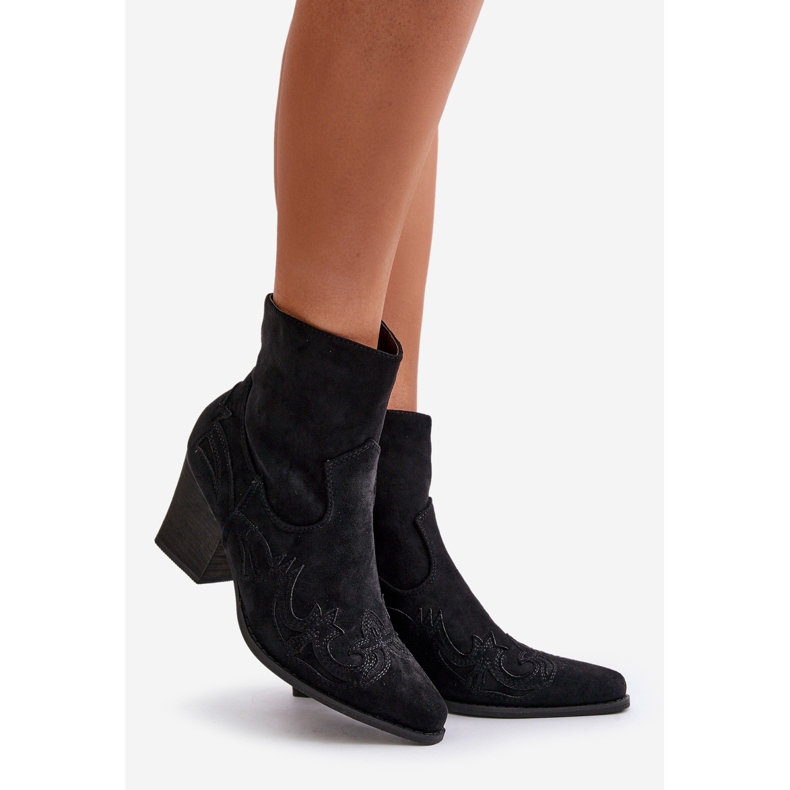 Kovbojské boty na vysokém podpatku, Eco Suede, Black Arabelline černý 1