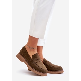 Klasické dámské mokasíny vyrobené z ekologického semiše, tmavě zelená Belania 1 Klasické dámské mokasíny vyrobené z ekologického semiše, tmavě zelená Belania 1