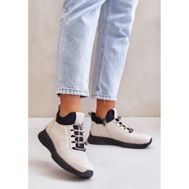 Zateplená kožená sportovní obuv se zipem Artiker 55C0038 béžová béžový 2