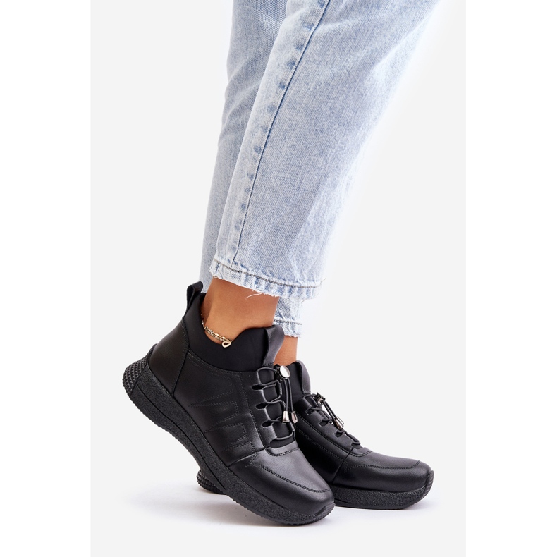 Zateplená kožená sportovní obuv se zipem Artiker 55C0041 černá 1