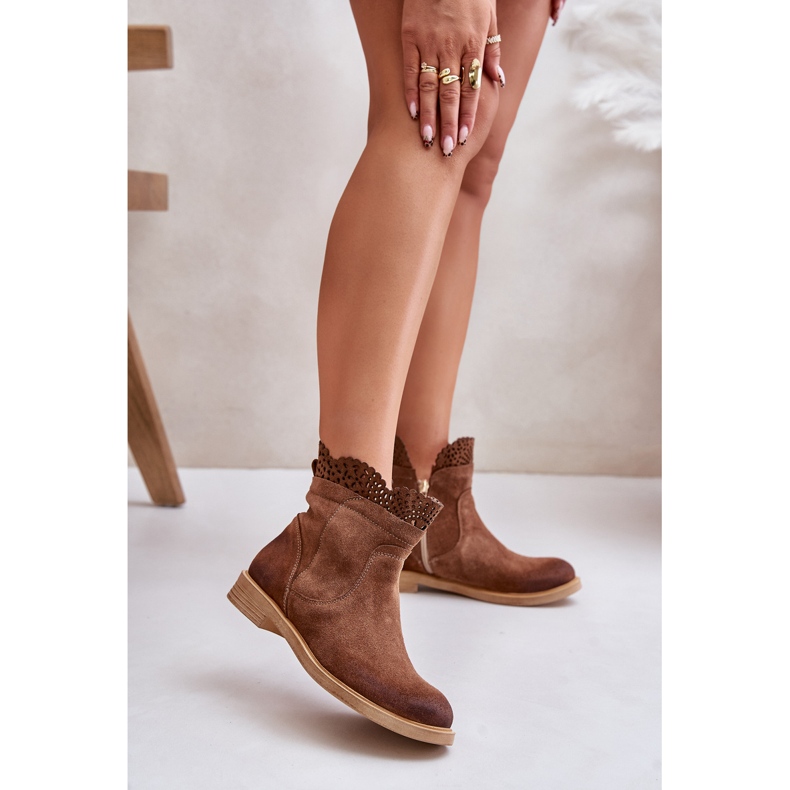 Nízké dámské ploché boty Suede Lewski 3624 Brown hnědý 2