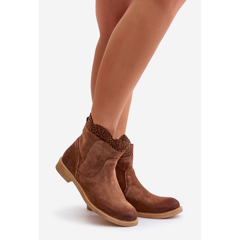 Nízké dámské ploché boty Suede Lewski 3624 Brown hnědý 1