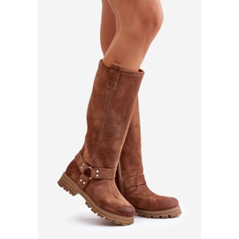 Semišové dámské boty nad kolena Lewski 3615 Brown hnědý 1 Semišové dámské boty nad kolena Lewski 3615 Brown hnědý 1