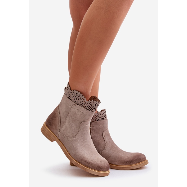 Lewski Shoes Nízké dámské ploché boty Suede Lewski 3624 Cappucino béžový 1