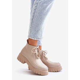 Zazoo 2952 béžové kožené kotníkové boty se zlatým zdobením béžový 1