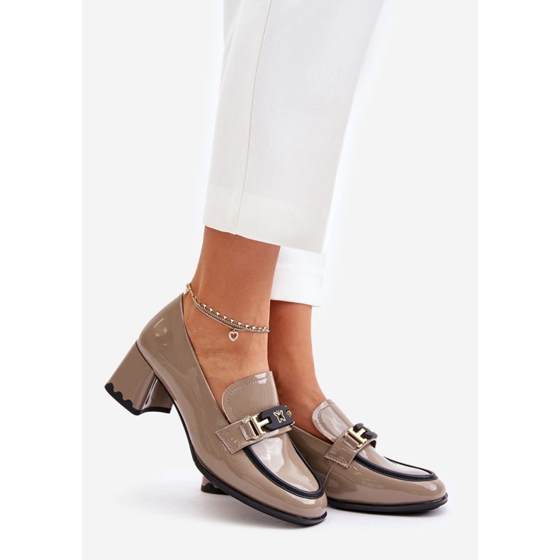 Lakované dámské boty na vysokých podpatcích s ozdobou Artiker 55C1054 béžová béžový 1