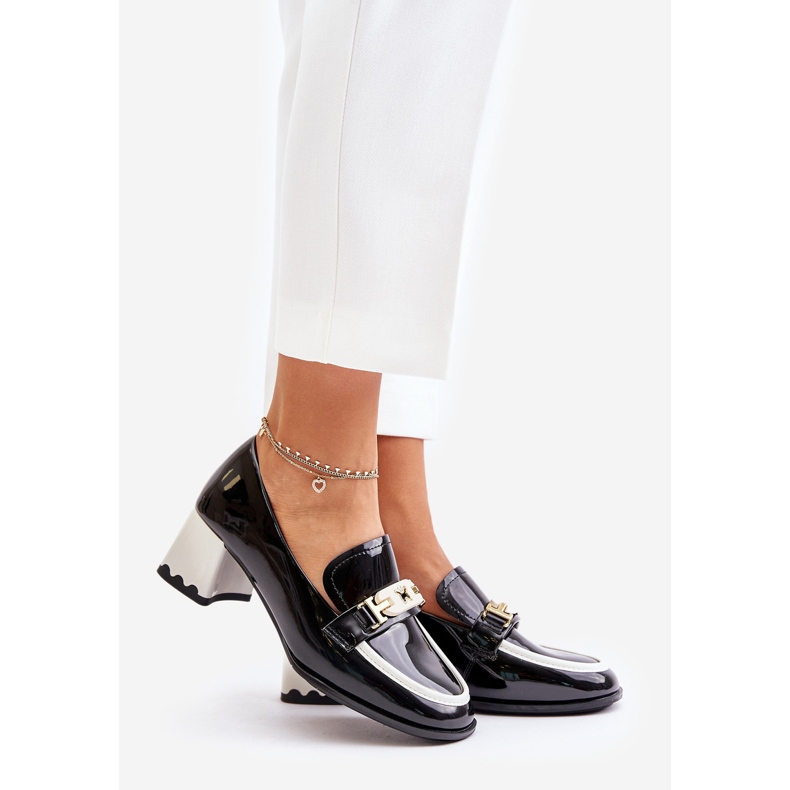 Lakované dámské boty na vysokém podpatku s ozdobou Artiker 55C1002 černá 1