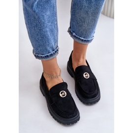 Dámské mokasíny Brogues se zlatými detaily, černá Arilva 4