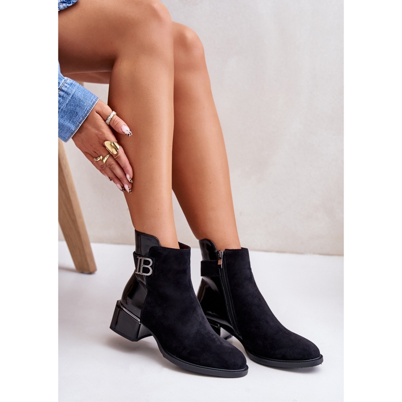 S.Barski Elegantní zateplené kozačky na vysokém podpatku MR880-040 Black černá 2