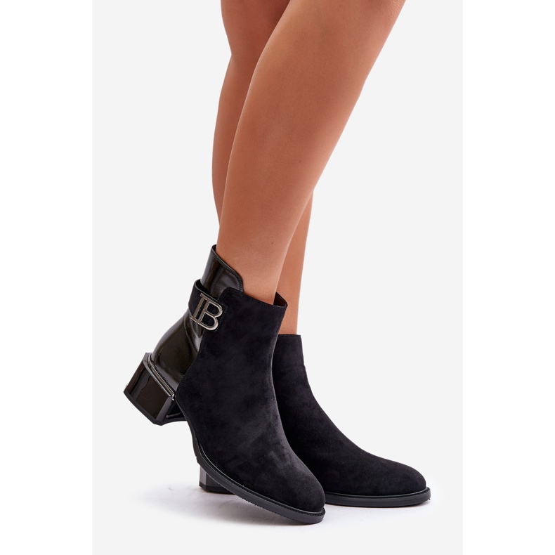 S.Barski Elegantní zateplené kozačky na vysokém podpatku MR880-040 Black černá 1