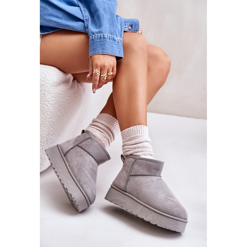 Dámské sněhule na platformě zateplené kožíškem, šedá Xamella 2 Dámské sněhule na platformě zateplené kožíškem, šedá Xamella 2