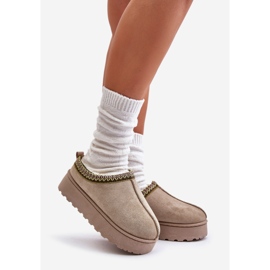 Dámské sněhule na platformě zateplené kožíškem, zelená, Remenia 1