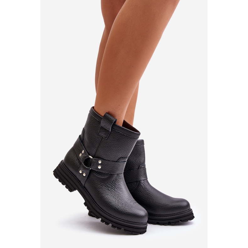 Kožené dámské ploché boty Lewski 3610 Black černá 1 Kožené dámské ploché boty Lewski 3610 Black černá 1