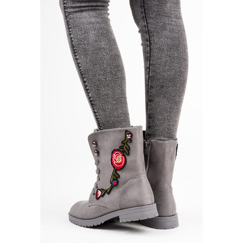 Sport Vyšívané semišové tašky šedá 1