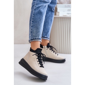 Lehká kožená sportovní obuv na platformě Artiker 55C0554 béžová béžový 2