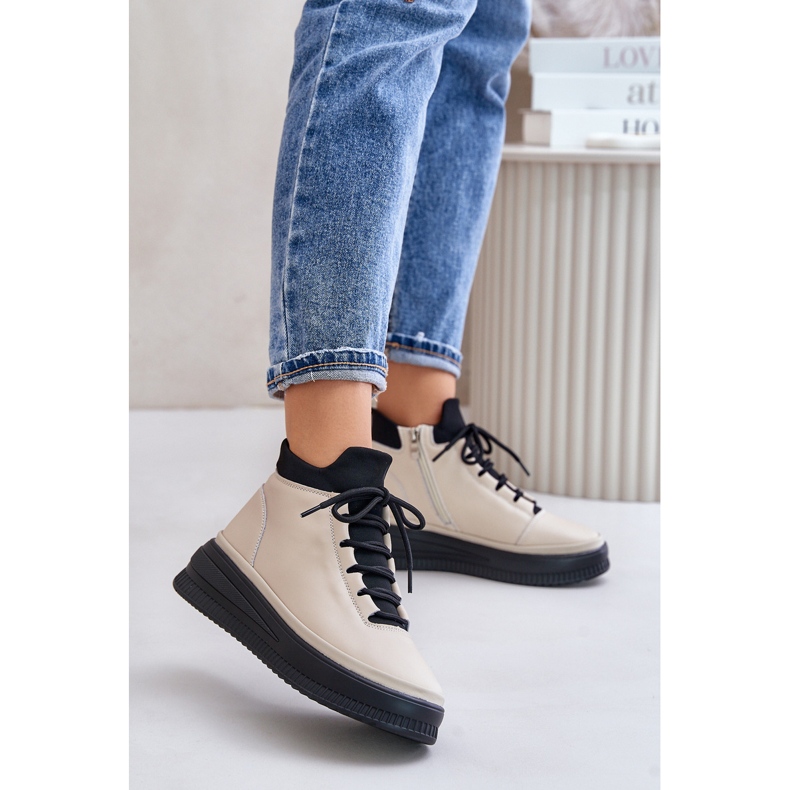 Lehká kožená sportovní obuv na platformě Artiker 55C0554 béžová béžový 2