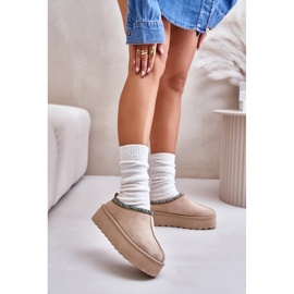 Dámské pantofle na platformě s výšivkou, béžová Neroma béžový 2