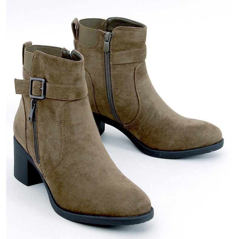 Klasické kotníkové boty na vysokém podpatku značky Irving Green zelená 1