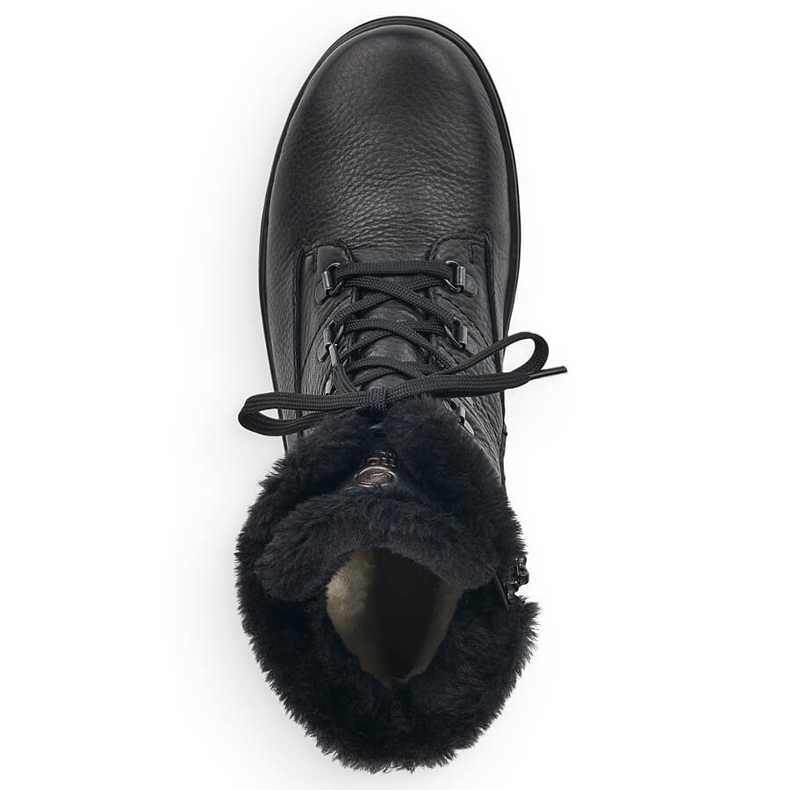 Dámské černé zateplené kožené kozačky Remonte R8480-01 černá 1