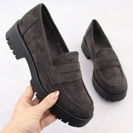 Dámské semišové mokasíny, šedé Potocki 12437 šedá 1