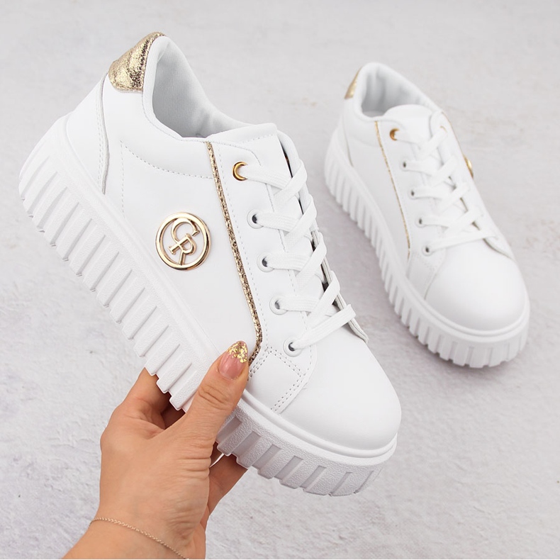 Dámská sportovní obuv na platformě, bílá NEWS 4757 bílý 1