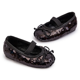 Dívčí baleríny zdobené flitry a černým lukem 4