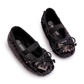 Dívčí baleríny zdobené flitry a černým lukem 2