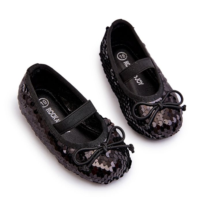 Dívčí baleríny zdobené flitry a černým lukem 2