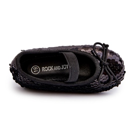 Dívčí baleríny zdobené flitry a černým lukem 1