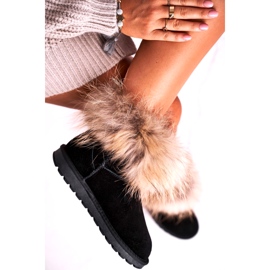 Dámské kožené sněhule Mukluki s kožešinou Snow Fox Black černý 2