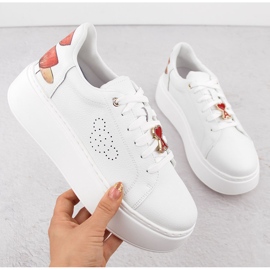 Kožená sportovní obuv na platformě, bílá Vinceza 89101 bílý 1 Kožená sportovní obuv na platformě, bílá Vinceza 89101 bílý 1