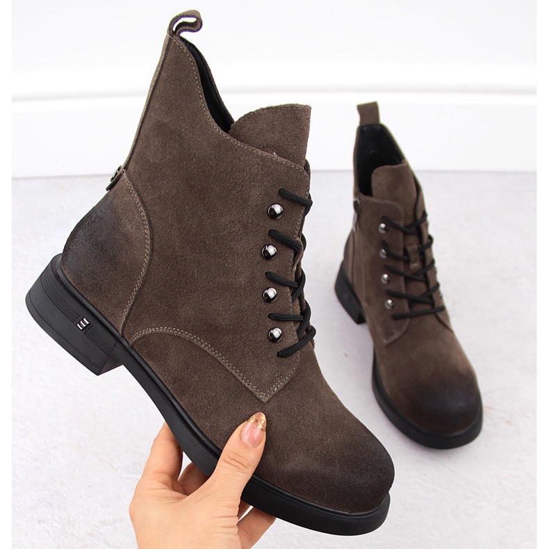 Khaki dámské kožené boty D&A S.Barski Premium Collection CR42-158 hnědý 1 Khaki dámské kožené boty D&A S.Barski Premium Collection CR42-158 hnědý 1