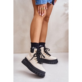 Dámské zateplené kotníkové boty Trapper na platformě Béžová Jelenia béžový 2