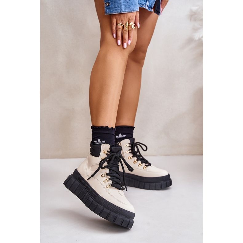 Dámské zateplené kotníkové boty Trapper na platformě Béžová Jelenia béžový 2 Dámské zateplené kotníkové boty Trapper na platformě Béžová Jelenia béžový 2