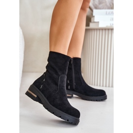 Zateplené dámské kotníkové boty z ekologického semiše na zip, Black Narilie černá 2