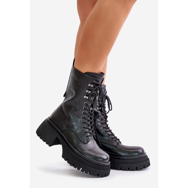 Dámské kožené pracovní boty zateplené GOE OO2N4121 Černá černý 1