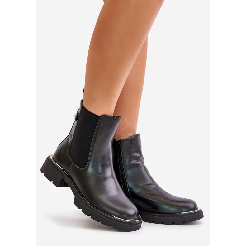 Kožené Chelsea Boots se zipem GOE OO2N4147-E2 Black černý 1