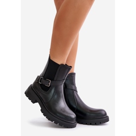 Kožené zateplené Chelsea boty s páskem Sergio Leone TR719-S Black černý 1